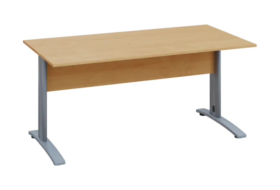 EPK 18 - 16 stůl kancelářský, kovová podnož stříbrná, deska 18 mm, široký 1600 mm, javor horský